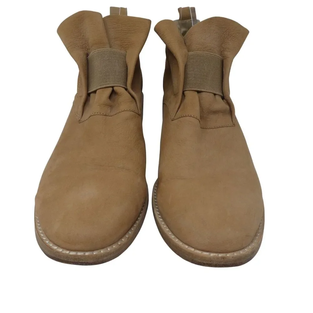 Eileen Fisher Brown Leather Pull‎ On Ankle Boots Booties